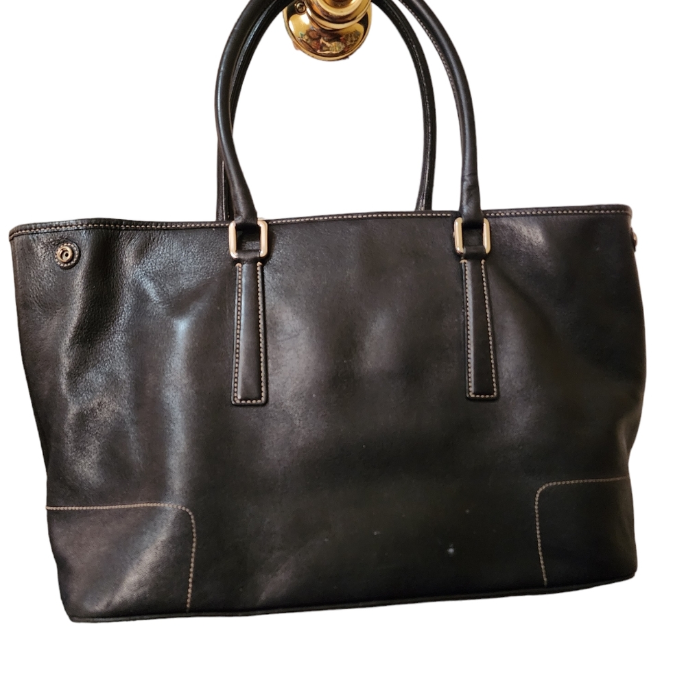 Coach Black Leather Tote Bag
